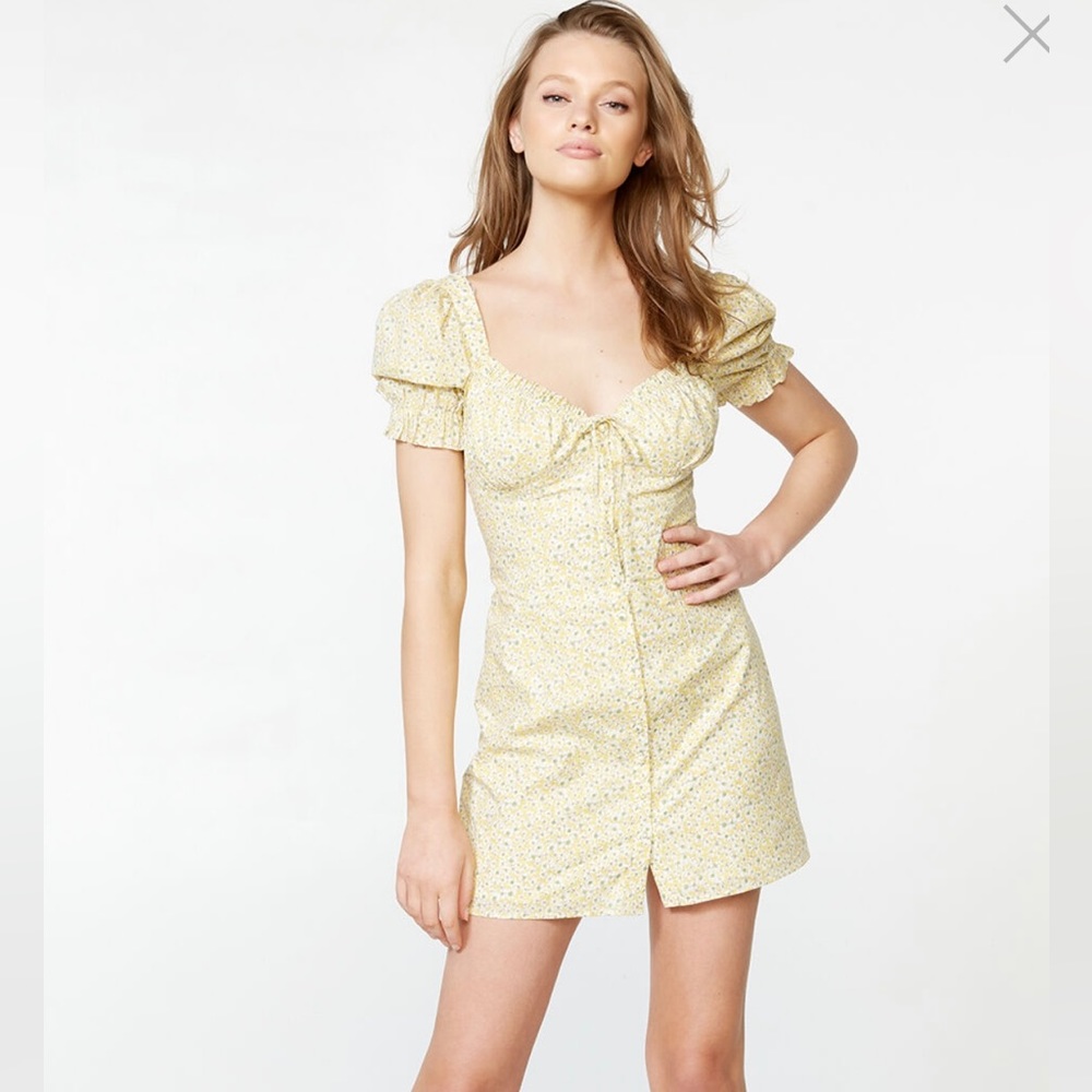 Bardot Lucinta dress - Ditsy yellow - Size Small US4